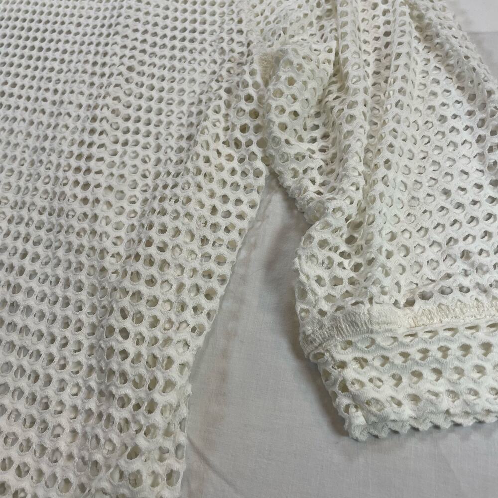 Bobeau Women's XL White Mesh Open-Knit Rayon Blend 3/4 Sleeve Sweater Top - Picture 5 of 7